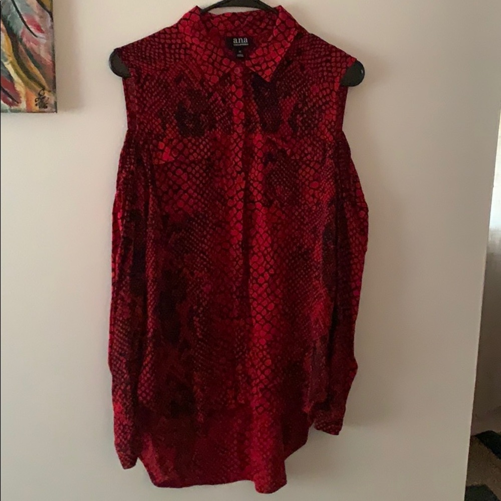 ANA snakeskin print button down